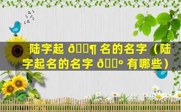 陆字起 🐶 名的名字（陆字起名的名字 🌺 有哪些）